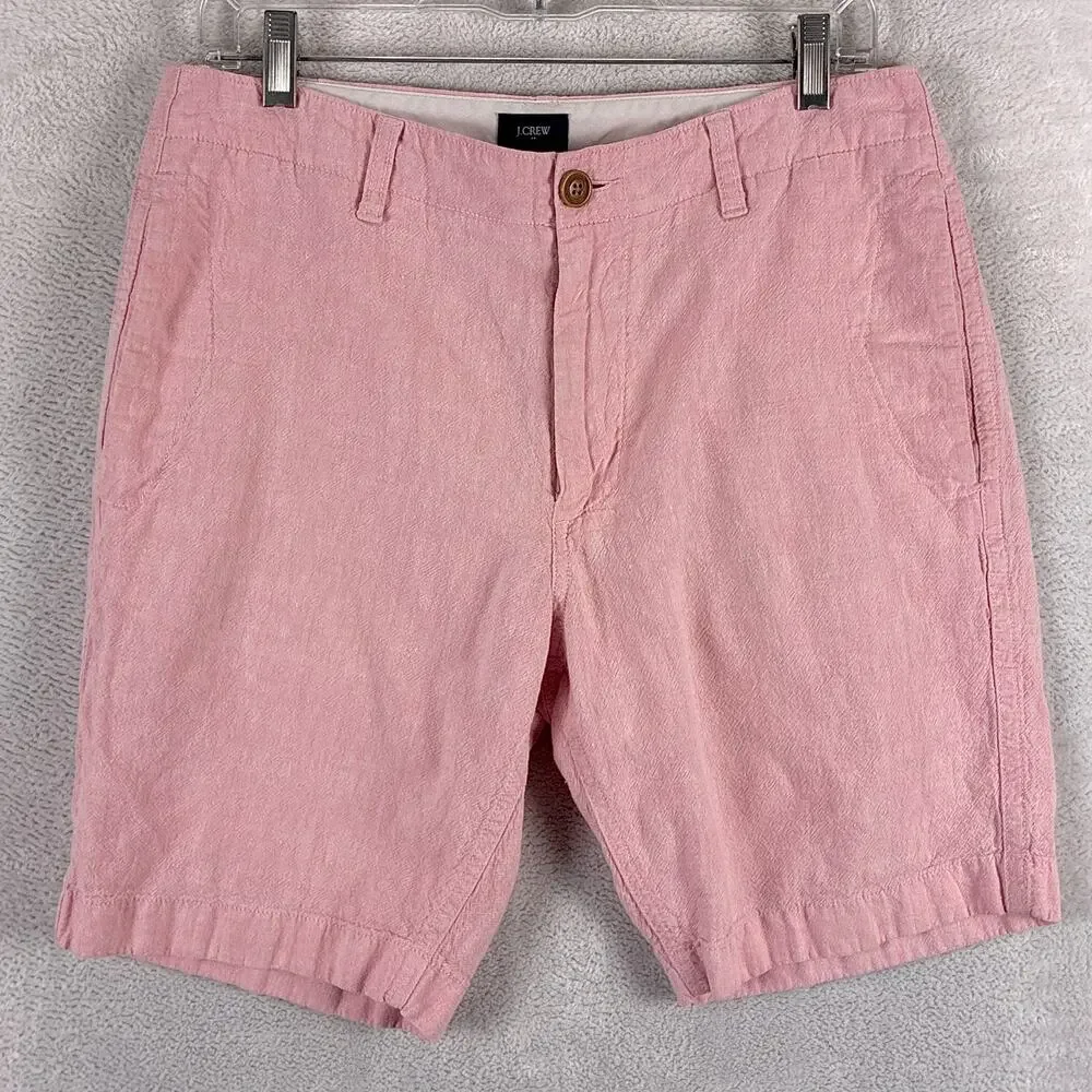 J.Crew Shorts Mens 31 (32) Pink Linen Blend Preppy Beach Hamptons Summer Luxury